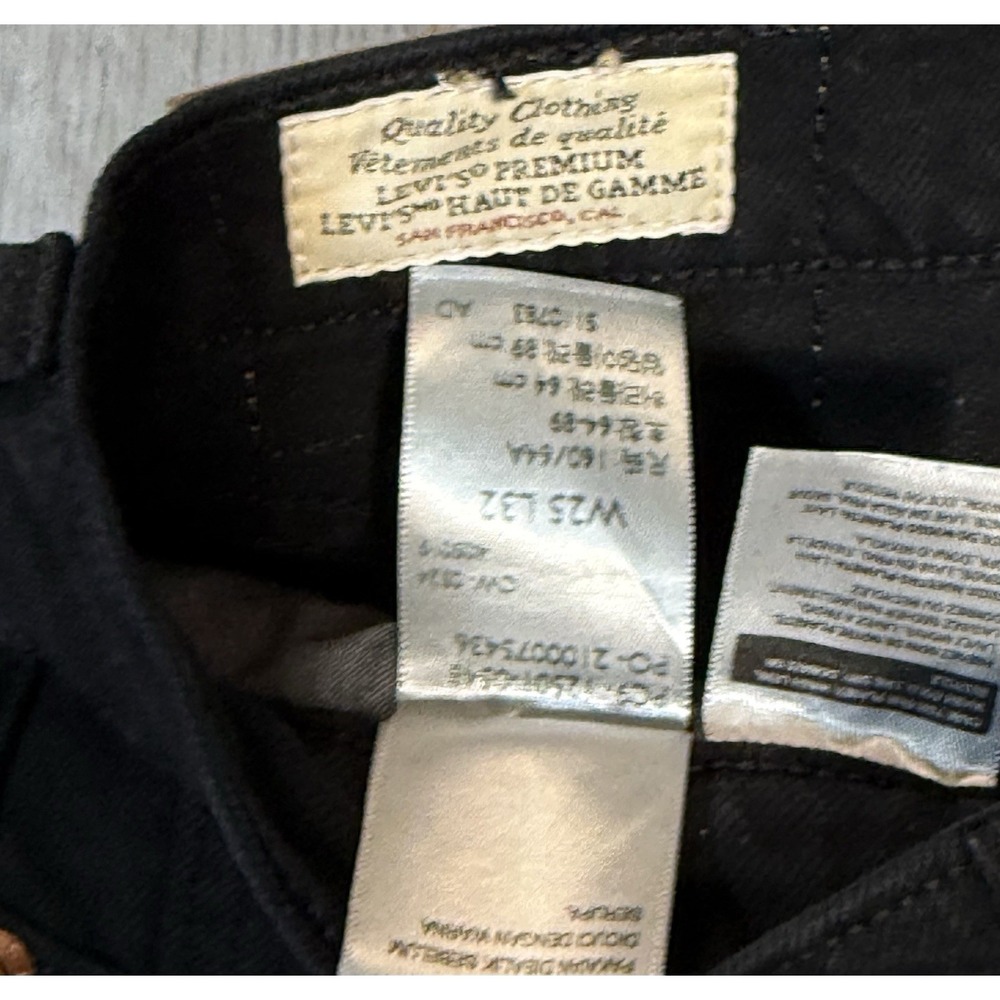 Levis 501 Straight Leg Button Fly Denim Jeans Men's 25Wx32L Black Comfort Casual - Picture 4 of 13
